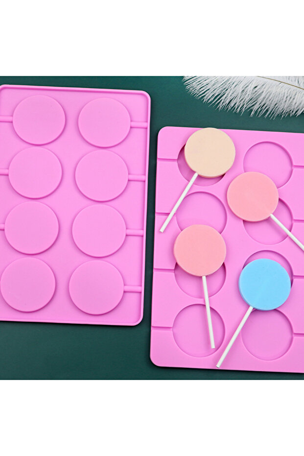 8 girds 5cm Large Round Silicone Lollipop Molds Chocolate candy pop Fondant Mould sugar lolly cake b