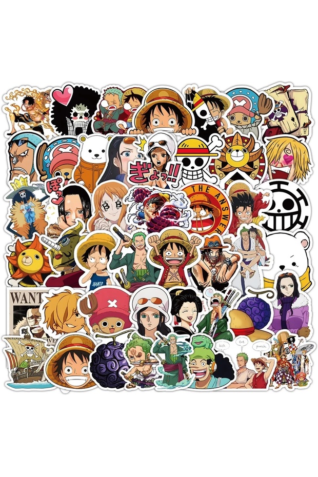Bandai 50PCS 10/30/50pcs One Piece Stickers Anime Luffy Cartoon Decals Graffiti DIY Notebook Motorcy