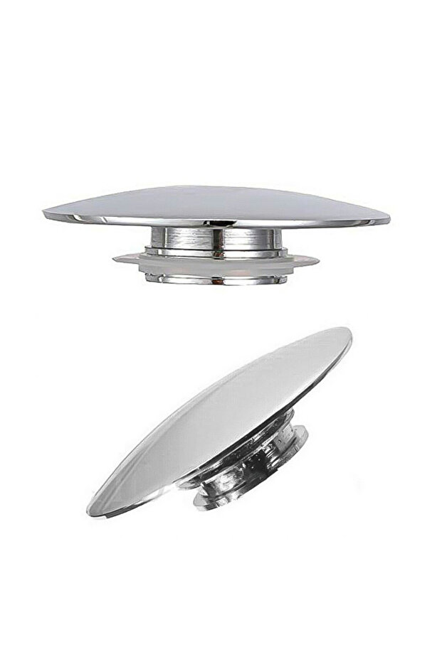 Basin Waste Sink Plug, Silver Chrome, 66mm PopUp Cap, Click Clack Push Button, Replacement Part F... - 2