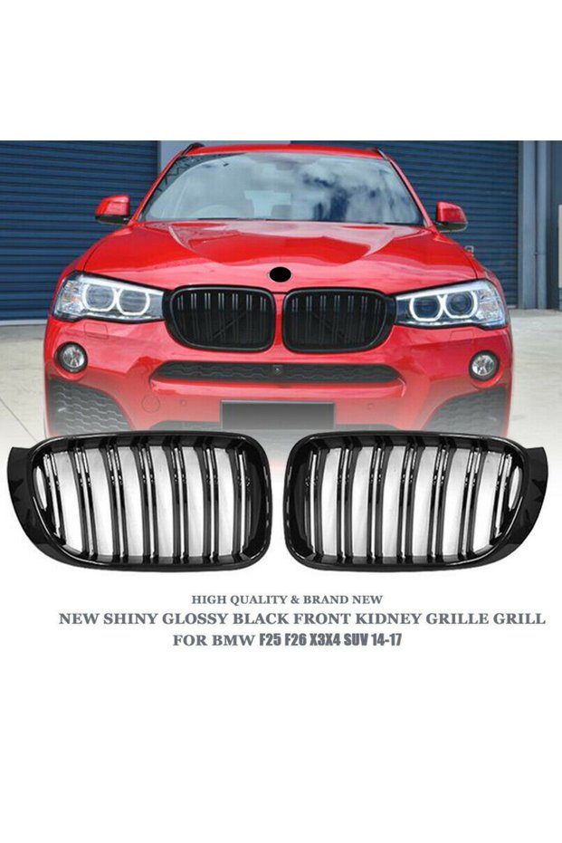 Car Front Bumper Kidney Racing Grille For BMW X3 X4 F25 F26 2014-2017 Double Line Sport Grill Glo...