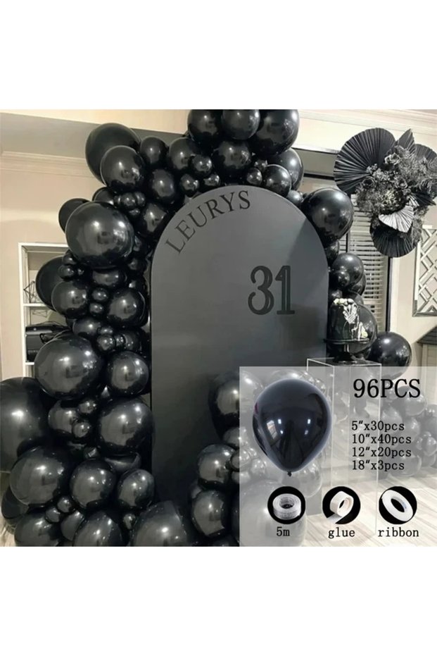 O 5inch BRF2023111205 96pcs/set Black Latex Balloon Garland Arch Kit Wedding Adults Birthday Party D
