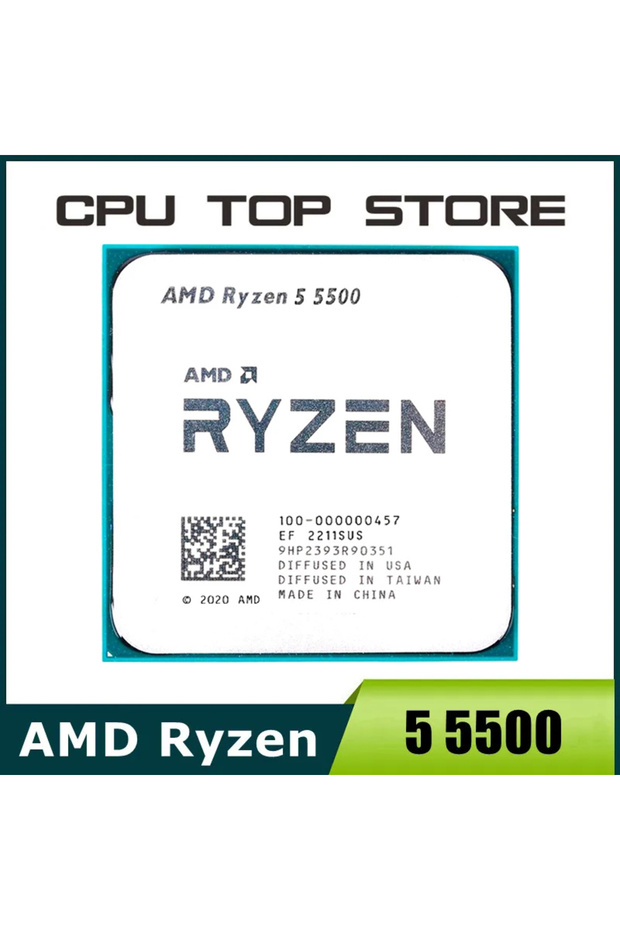 معالج AMD Ryzen 5 5500 R5 5500 بتردد 3.6 جيجاهرتز، سداسي النواة، 12 مسارًا، بتردد 7 نانومتر، وذاكرة تخزين مؤقتة من المستوى الثالث بسعة 16 ميجابايت، رقم القطعة 100-000000457، مقبس AM4 N
