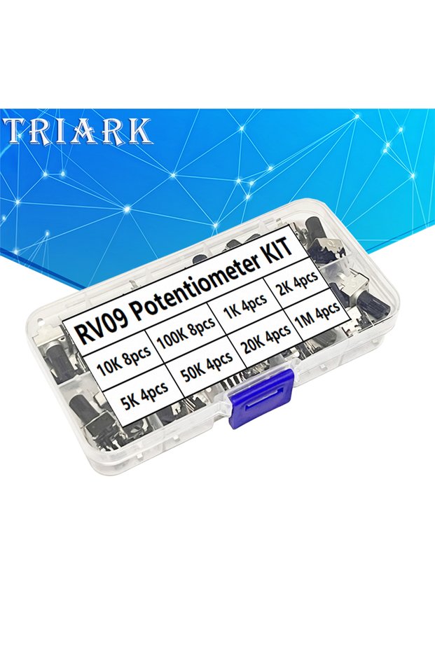 RV09 Kit Vertical 12.5mm Shaft 1K 2K 5K 10K 20K 50K 100K 1M 0932 Adjustable Resistor 9 Type 3Pin ...