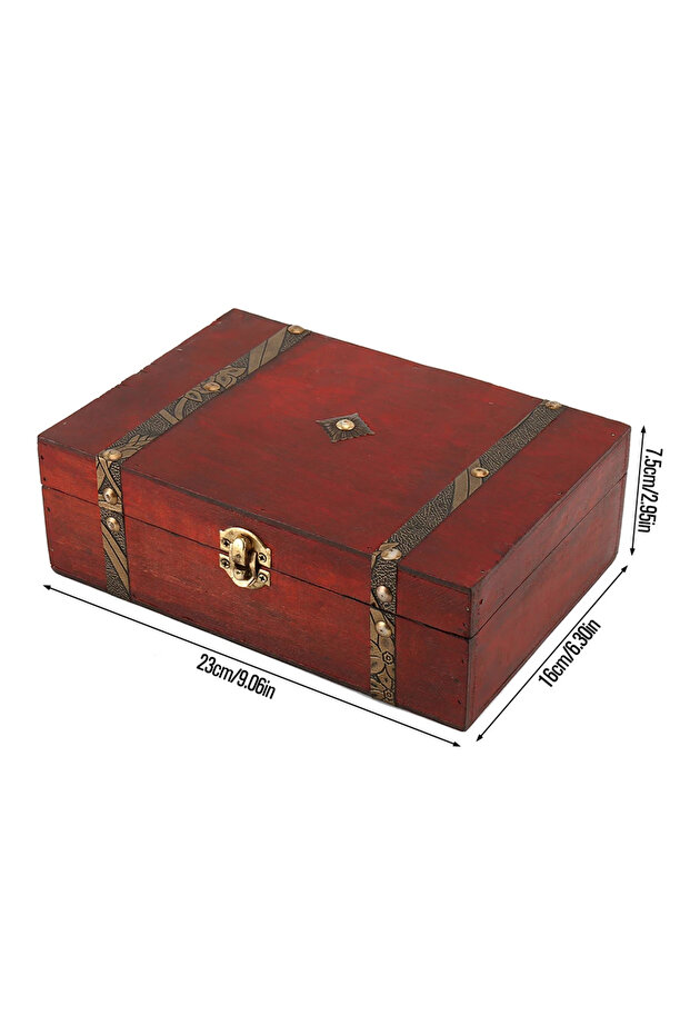 A Wood Box 23 x 16 x 7.5cm Natural Wooden Storage Case Home Storage Retro Wooden Keepsake Box for A.