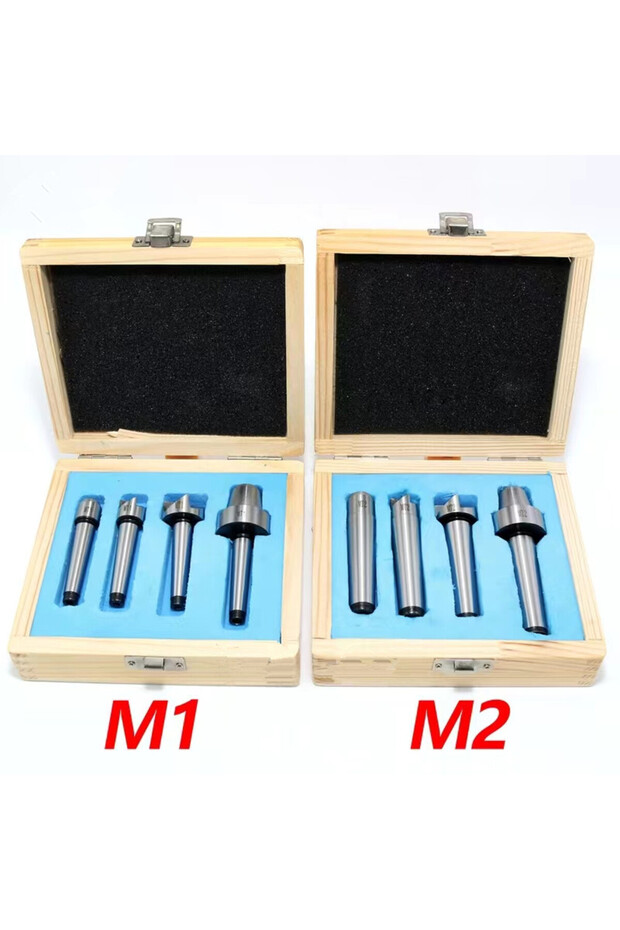 MT2 4Pcs Set MT1/MT2 Spur Live Center Drive Spur Driver Dead C Enter with Wooden Case for Metalworki