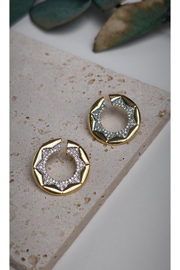 Special series zircon stone plate earrings