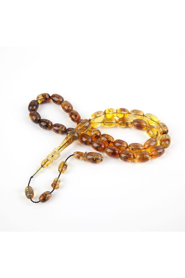 Dominican Blue Rock Fossil Amber Almond Cut 9X13Mm Prayer Beads (25.5Gr)