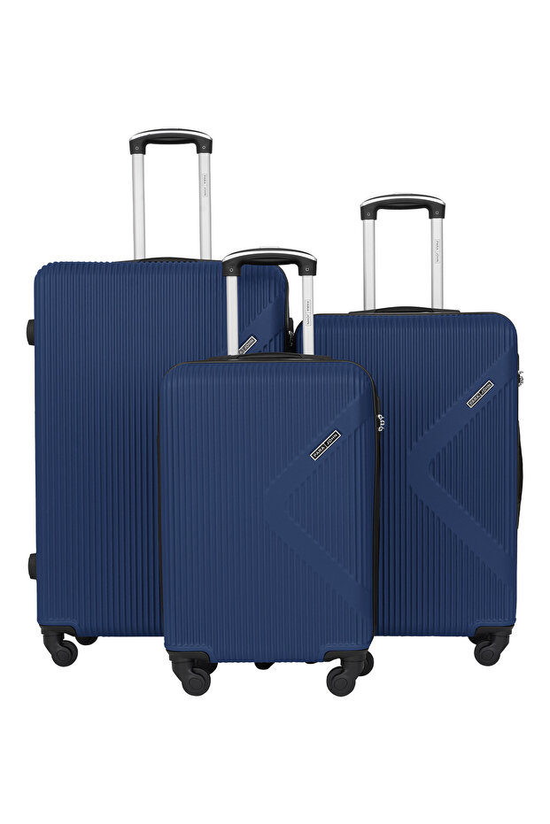 Neutro 3 Pieces ABS Luggage Trolley Set -Navy