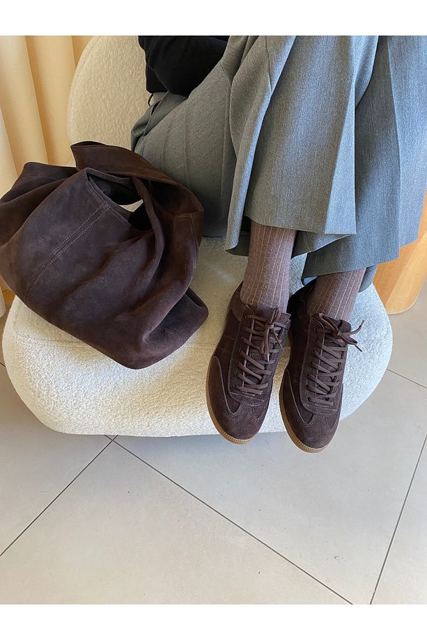 GERÇEK SÜET KAHVE SNEAKER - 1