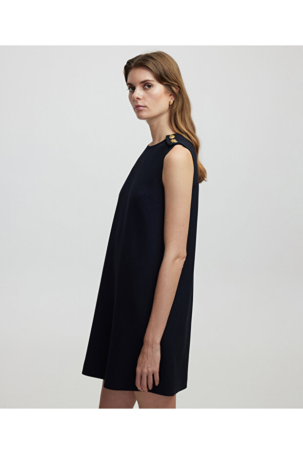 Metal düğmeli elbise - 2