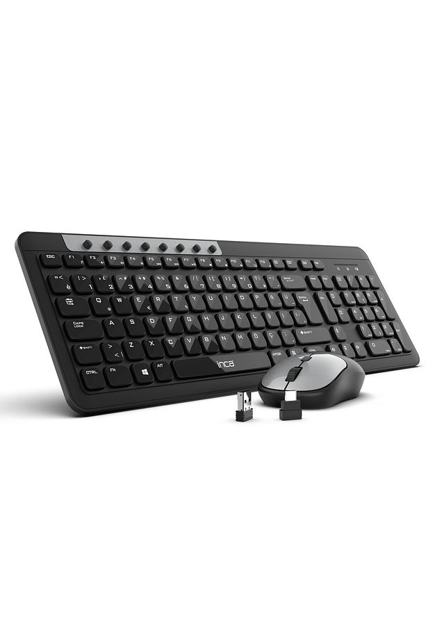IWS-599 Kablosuz Multimedya Süper Konforlu Çift Alıcılı USB & Type-C Klavye Mouse Set - 1