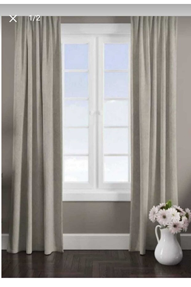 Bej 1. Kalite Ada Fon Perde - 1