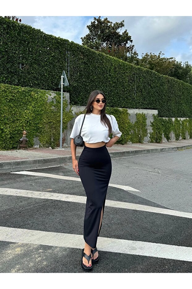 Yırtmaçlı Maxi Boy Etek - 7