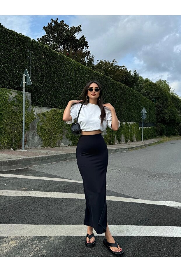 Yırtmaçlı Maxi Boy Etek - 4