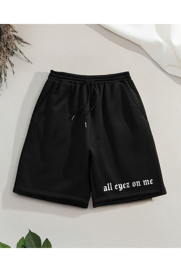 All Eyes On Me Baskılı Regular Mevsimlik Unisex Şort Bermuda - 1