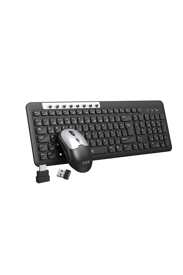 IWS-599 Kablosuz Multimedya Süper Konforlu Çift Alıcılı USB & Type-C Klavye Mouse Set - 3
