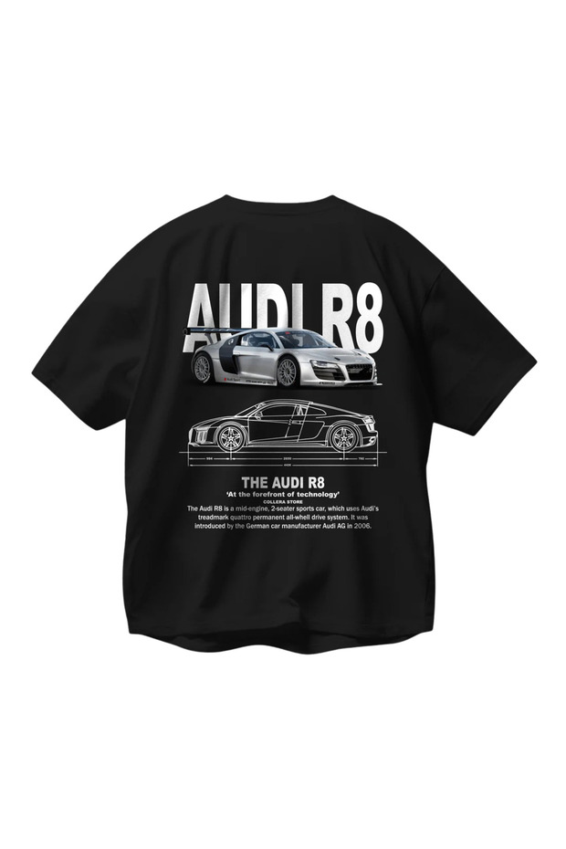 Audi R8 T-Shirt Printed Oversize Unisex Black T-Shirt