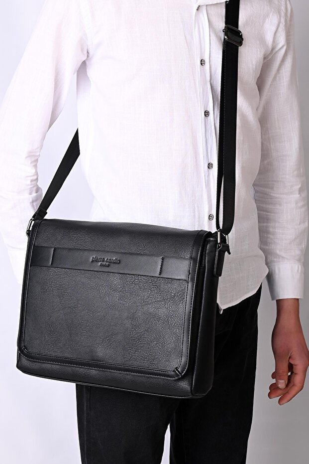 Black Long Strap Crossbody Messenger Bag - 01Pc00112-Syh