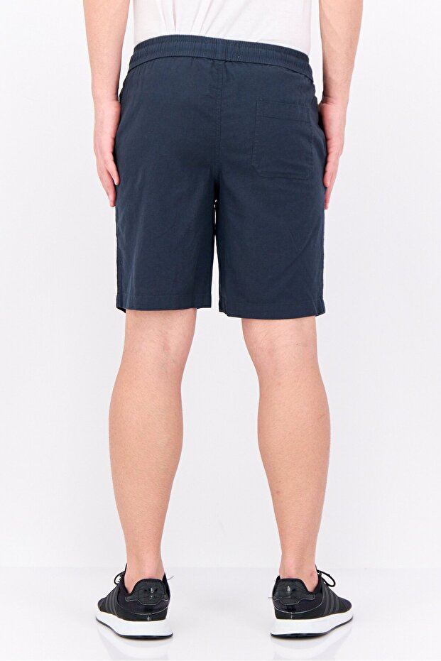 Men Plain Basic Shorts, Navy - 3