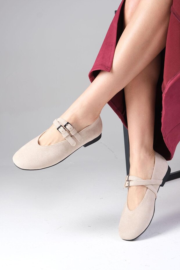 Daria Beige Color Women's Ballerinas