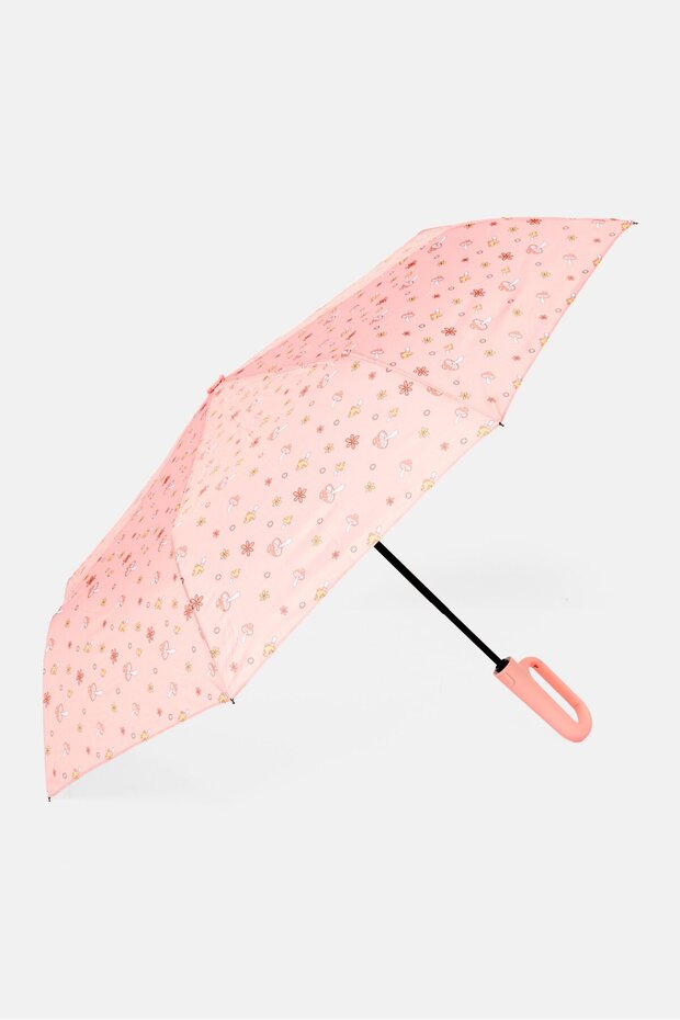 Auto Open Close Carabiner Umbrella, Peach - 1