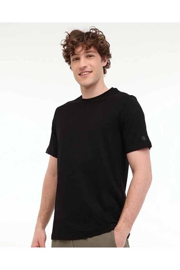 Mb Ct110 Pm - 0 Collar Basic Short Sleeve T-Shirt with Armali and Print