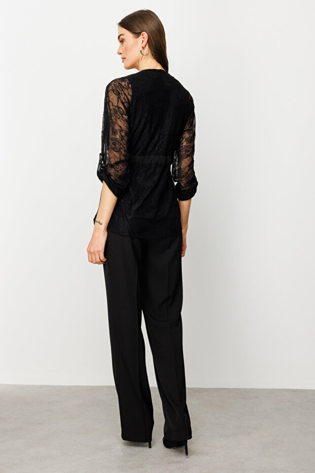 İç Atletli Dantelli Ceket - 5