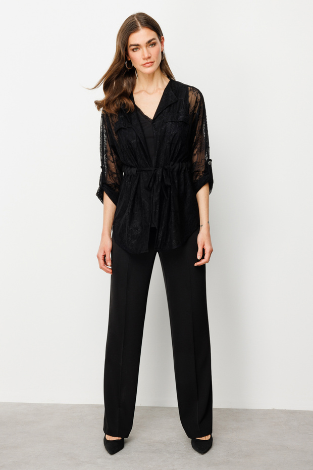 İç Atletli Dantelli Ceket - 4