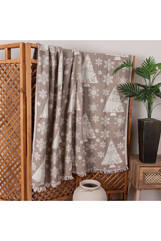 Pine Tree Patterned Woven Cotton Single Blanket - Bedspread - Pique - 1