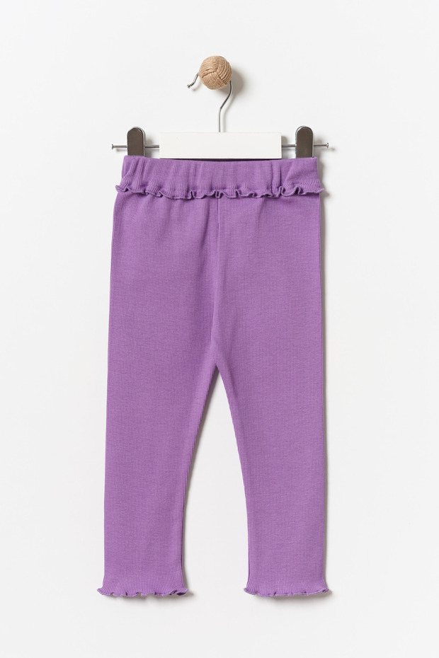 Girl's Ruffle Detailed Leggings Purple