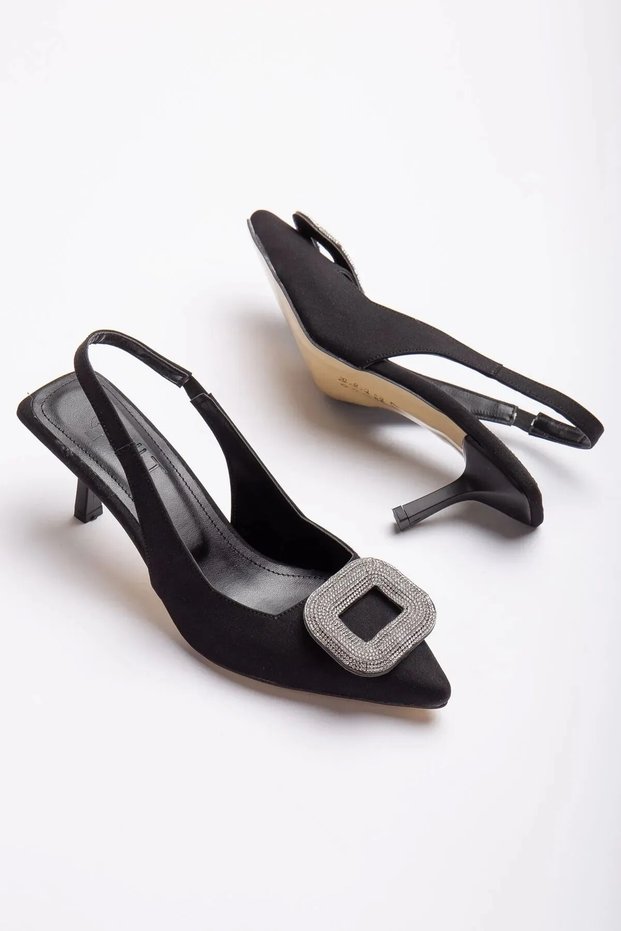 Orion Black Buckle Heeled Shoes