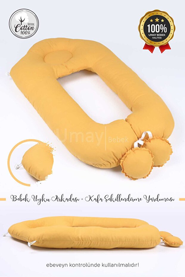 Baby Hugging and Shaping Pillow - 2 in 1, Flat Head, 100% Cotton