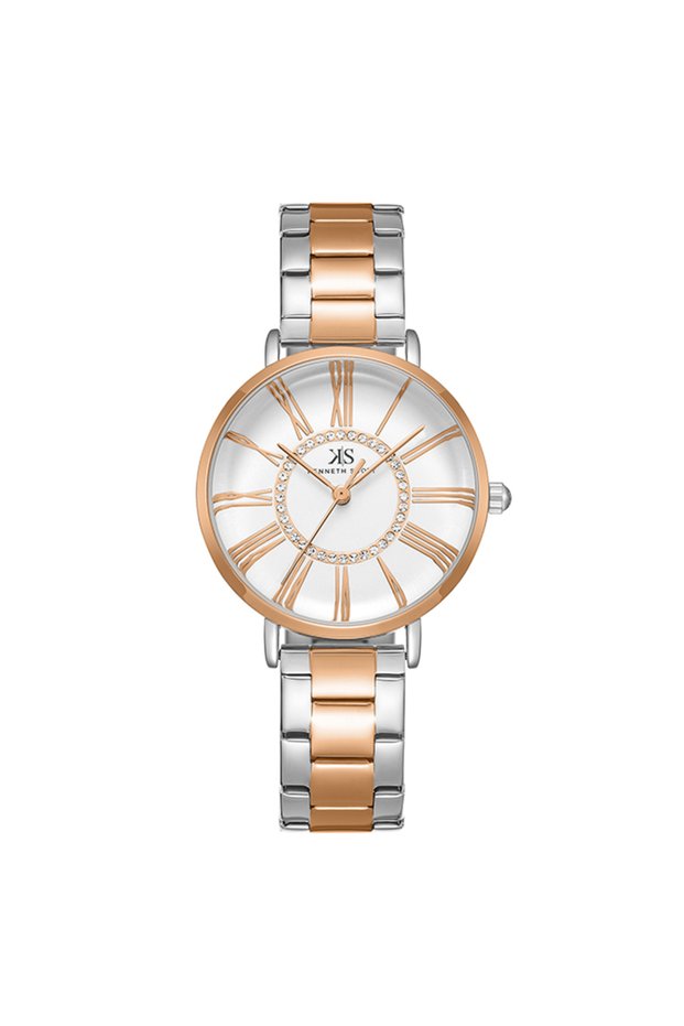 Kenneth Scott K23536-KBKW Women Analog Display Watch & Stainless Steel Strap Rose Gold