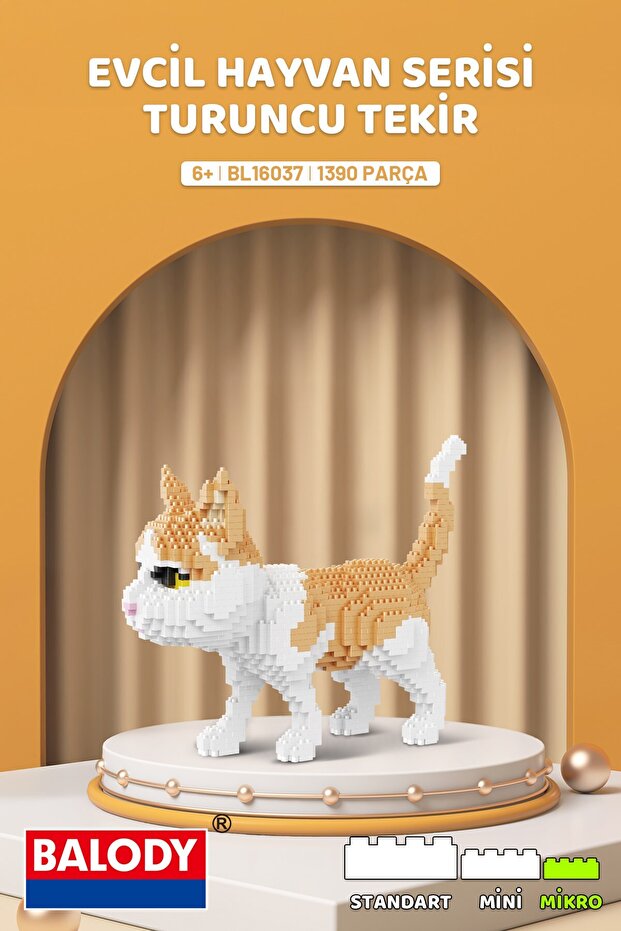 Pet Series – Orange Tabby Cat (Bl16037) – Microblock Building Toys Set