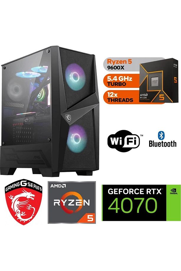 12GB Rtx 4070 – Gaming Pc Ddr5 – Ryzen 5 9600X – 32GB Ddr5 6000 Mhz Ram -1tb M.2 SSD–Sıvı Sogutmalı - 1