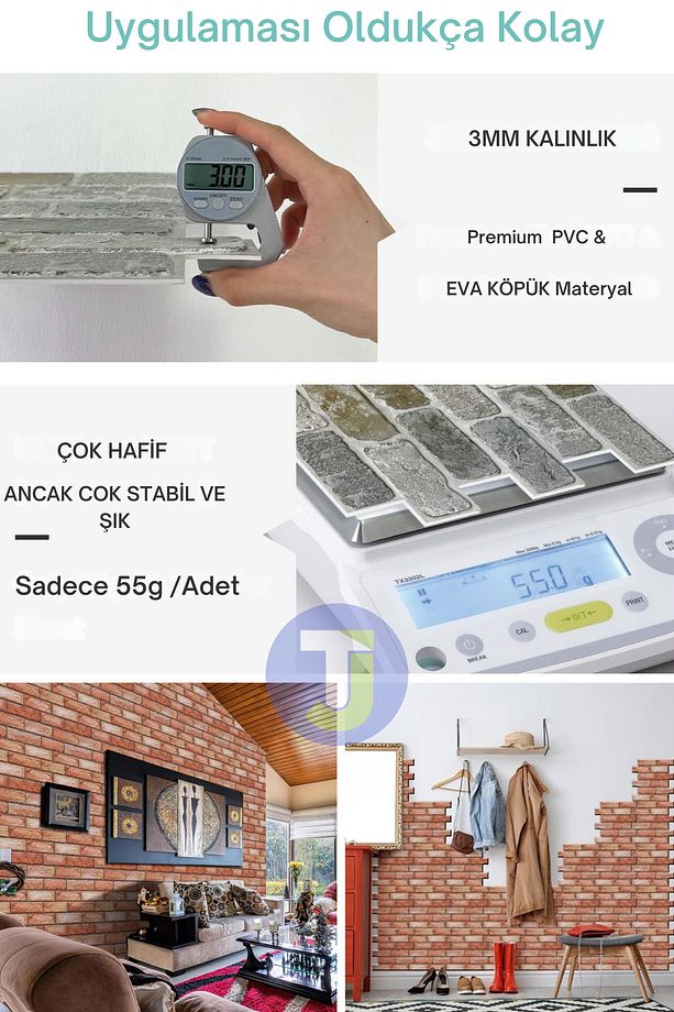 30X30cm 3D Kendinden Yapışkanlı Duvar Kağıdı Kaplama Dekorasyon Mutfak 6lı Paket 0,54m2 - 3