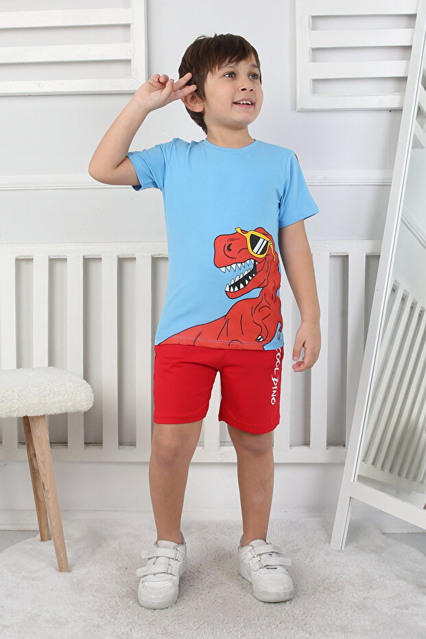 طقم شورت للأولاد - مع ديناصور - 5