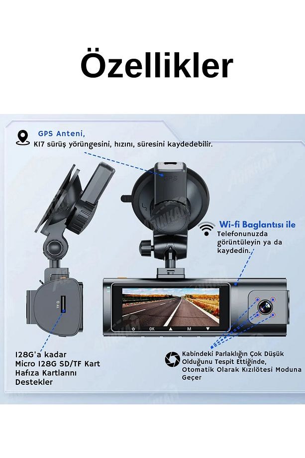 K17 Ultra Hd 4k Wifi Ve App Kontrollü Hareket Sensörü Gece Görüşü 7/24 Kayıt Türkçe Çift AraçUyumlu - 6