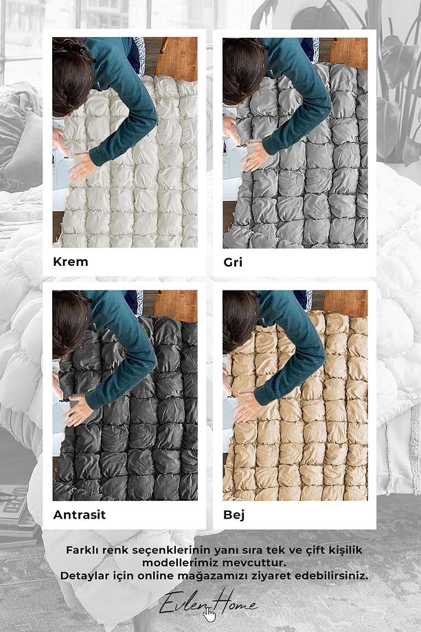 Puff Yatak Örtüsü Seti Tek Kişilik El İşi Pamuklu Yorgan 2 Parça Uyku Takımı 180x240cm Açık Bej - 8