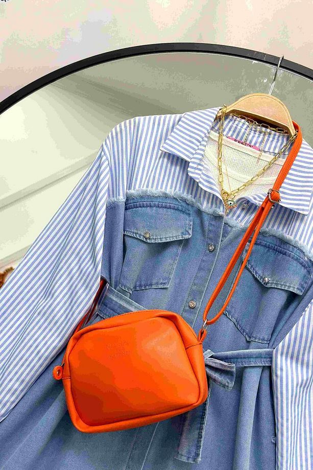10 NUMARA MODA KADEN GÖMLEK DETAYLI KOT ELBİSE Açık Kot 10NMR2001 - 4