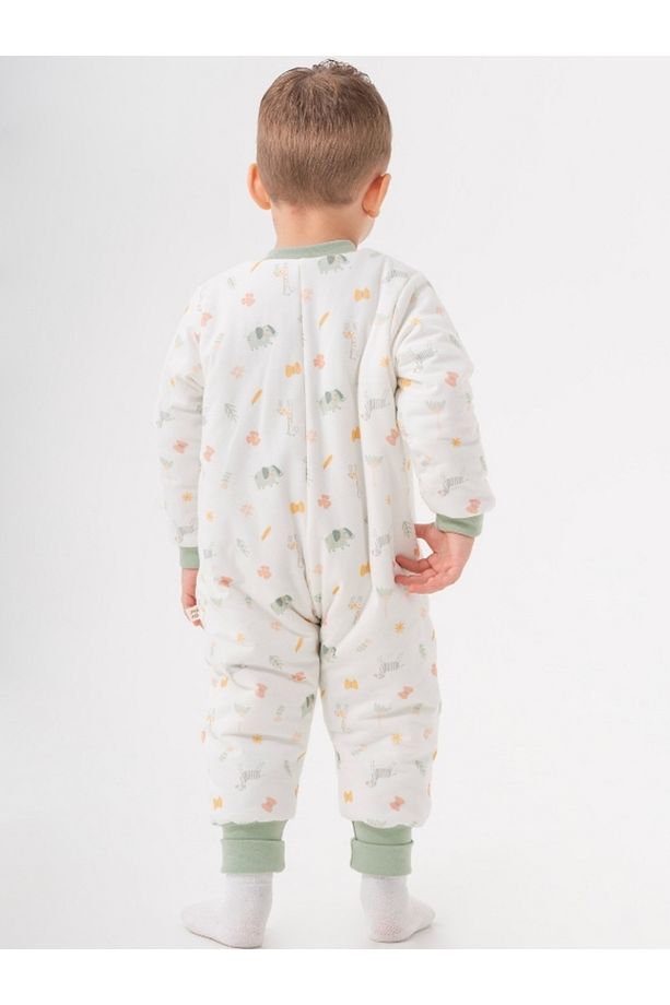 Uyku Tulumu Fermuarlı Uzun Kollu Kışlık Bebek Çocuk Safari Desenli Kalın 2,5 Tog Unisex - 6