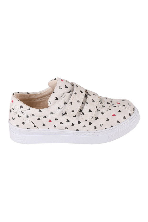 Printed Heart Design Unisex Kids Sneakers