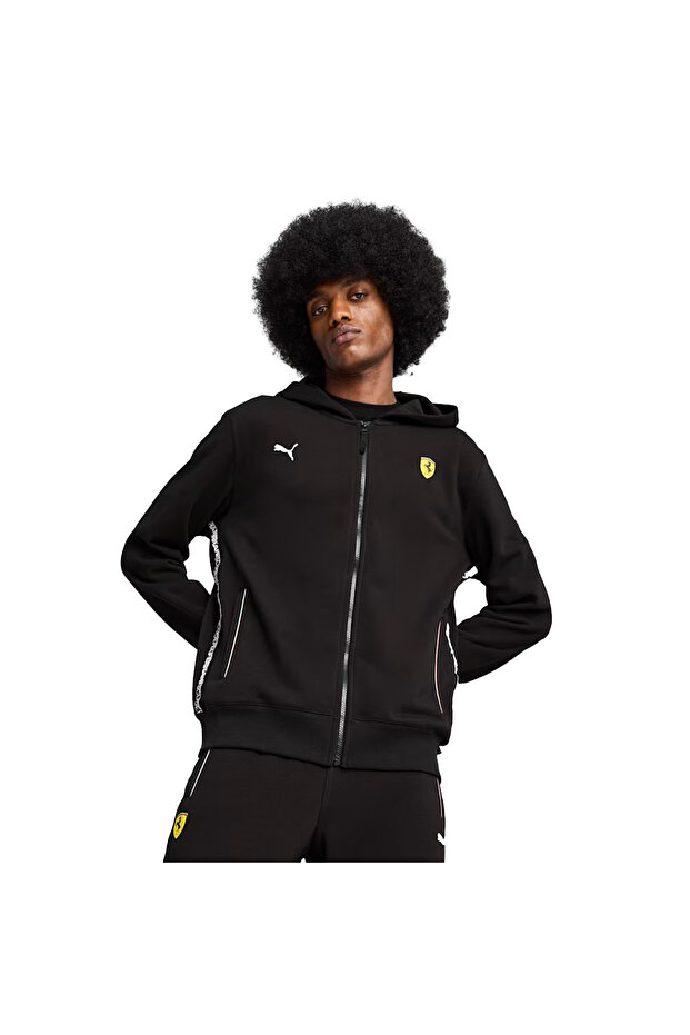 Ferrari Race Erkek Siyah Günlük Stil Sweatshirt 63018201