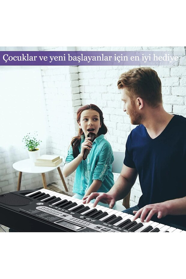 Çocuklar Ve Yeni Başlayanlar İçin 61 Tuşlu Elektronik Org Piyano Mikrofonlu Keyboard - 5