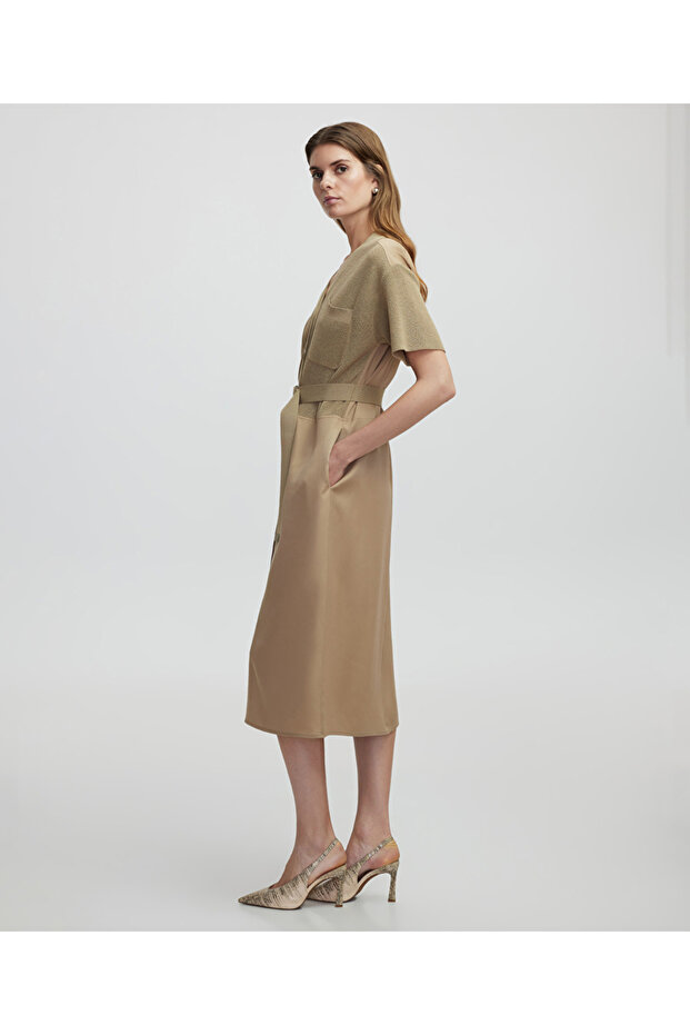 Triko mix elbise - 5