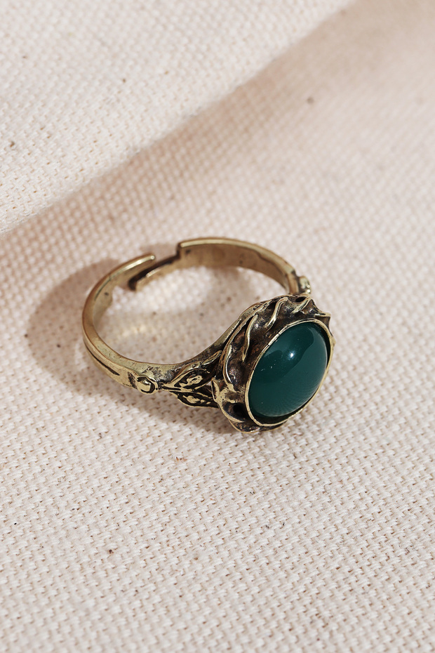 خاتم أصلي من الحجر الأخضر المستدير - 2