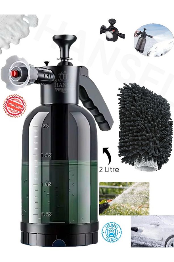 Maksimum Basınçlı Köpük Atan Pompa Oto Yıkama Köpürtme + Mikrofiber Araba Yıkama Eldiveni NEW - 1