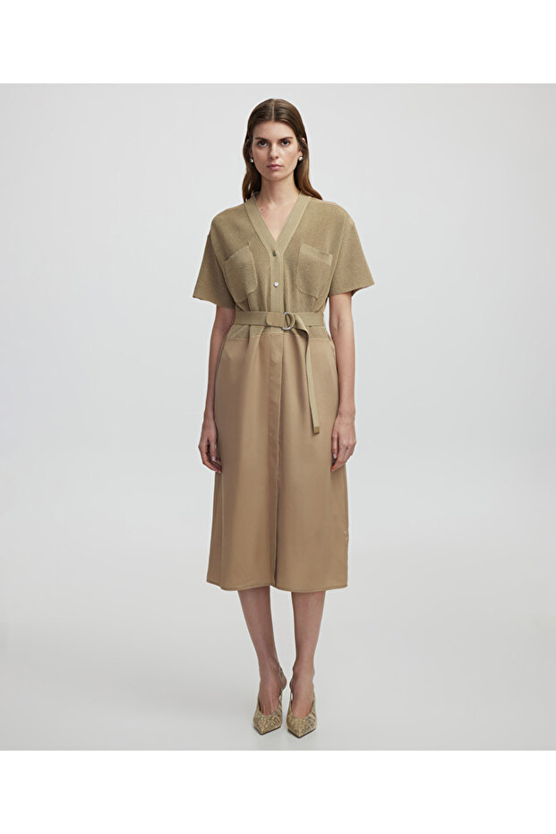 Triko mix elbise - 2