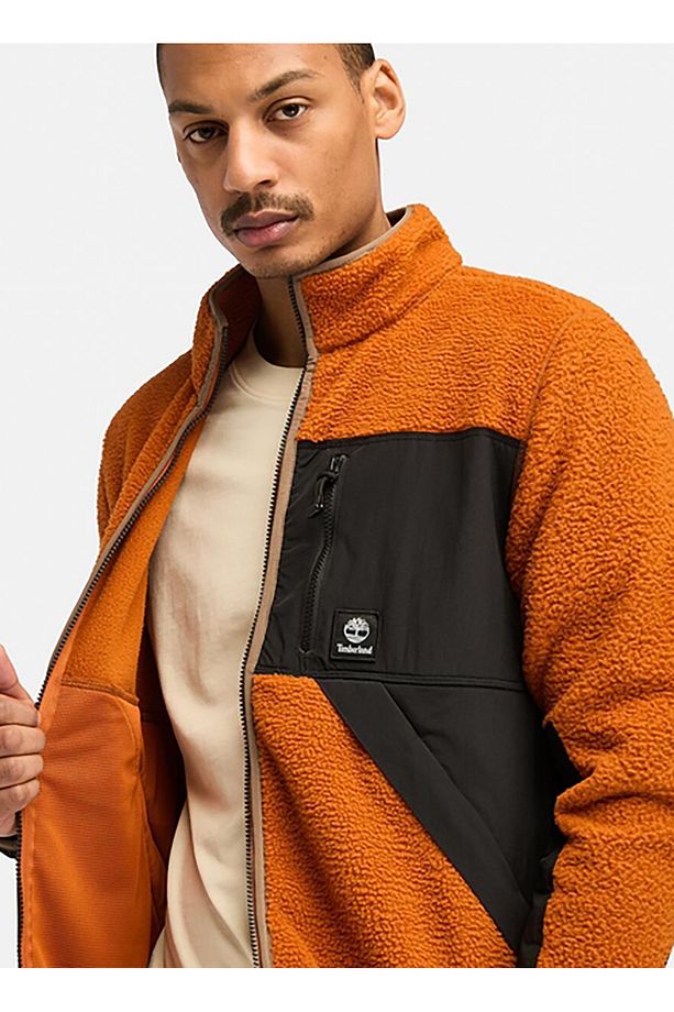 Kahve Erkek Düz Yaka Normal Bel Normal Kalıp Ceket TB0A62EB8881_Sherpa Fleece Jacket - 4