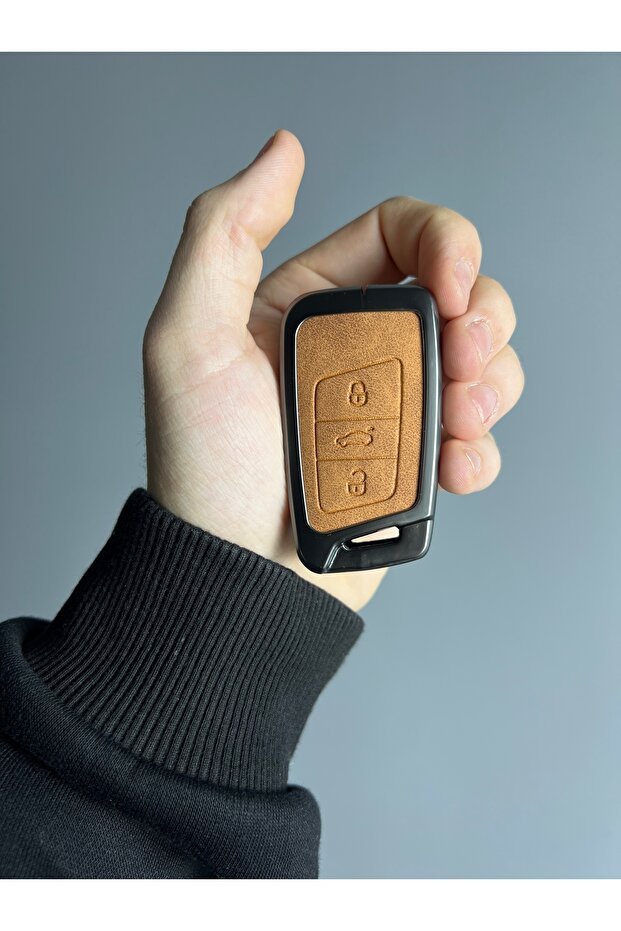 Volkswagen-Skoda Smart Metal Case 3 Buttons Brown